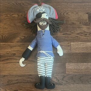Pottery Barn Kids Pirate Plush with Blue and Black Outfit